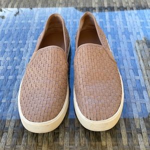 Vince Tan Woven Leather Sneakers.